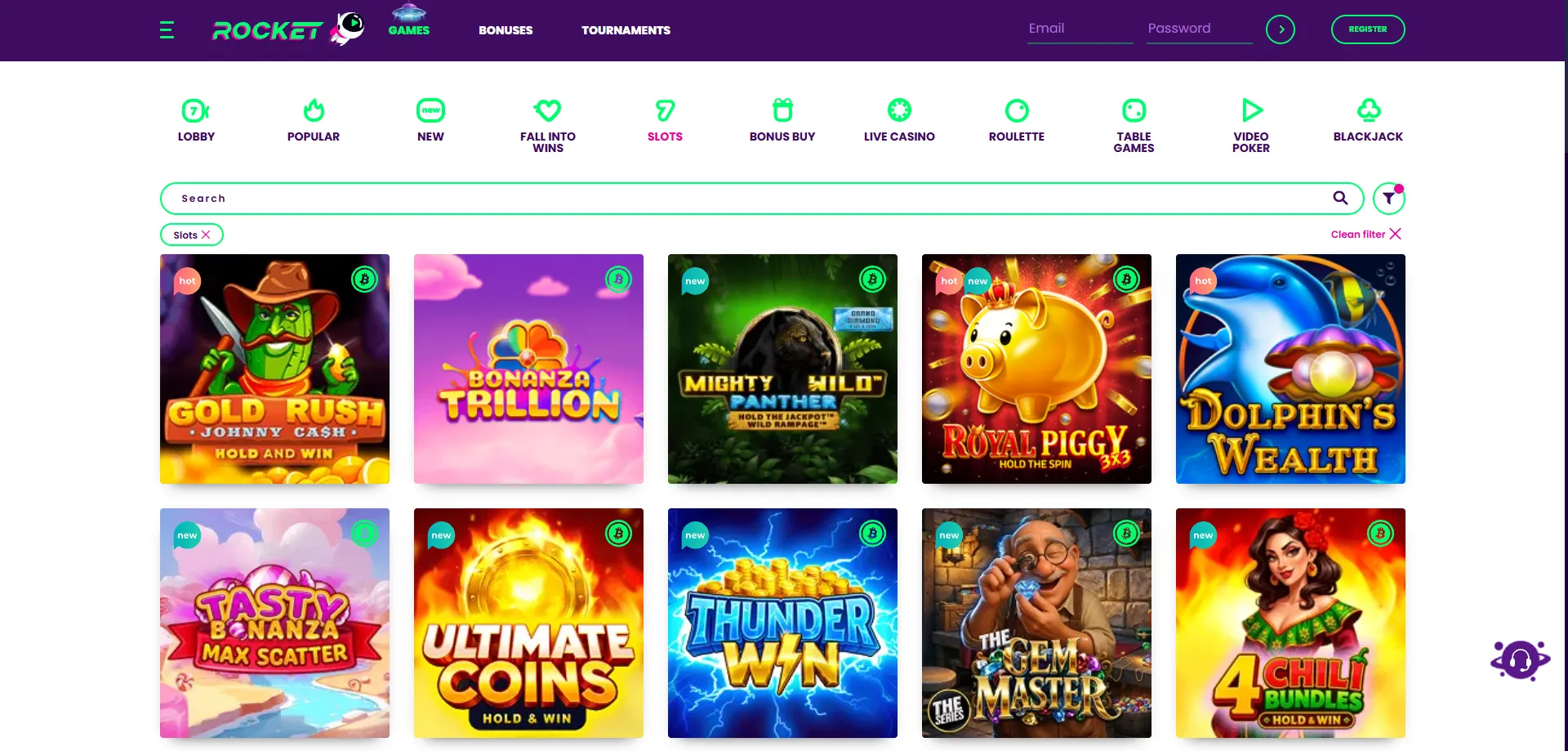 Casino Rocket slots and pokies — browse thousands of games