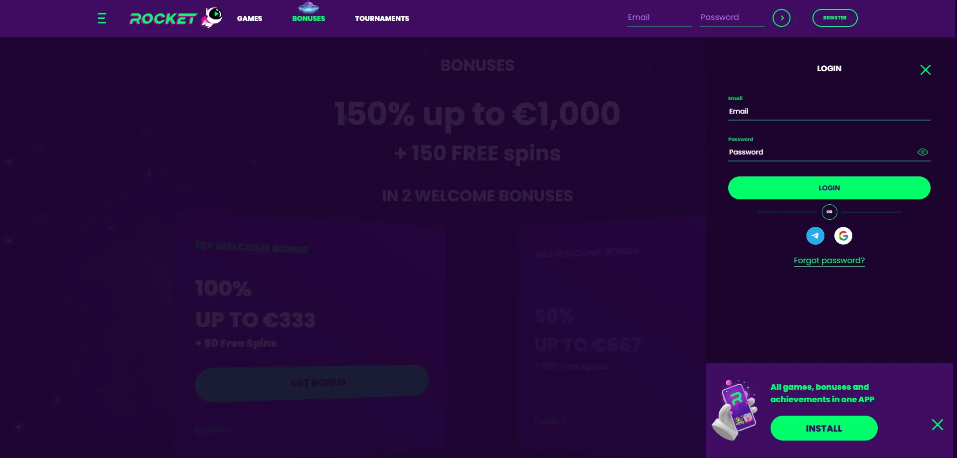 Casino Rocket working mirror link to log in to your account