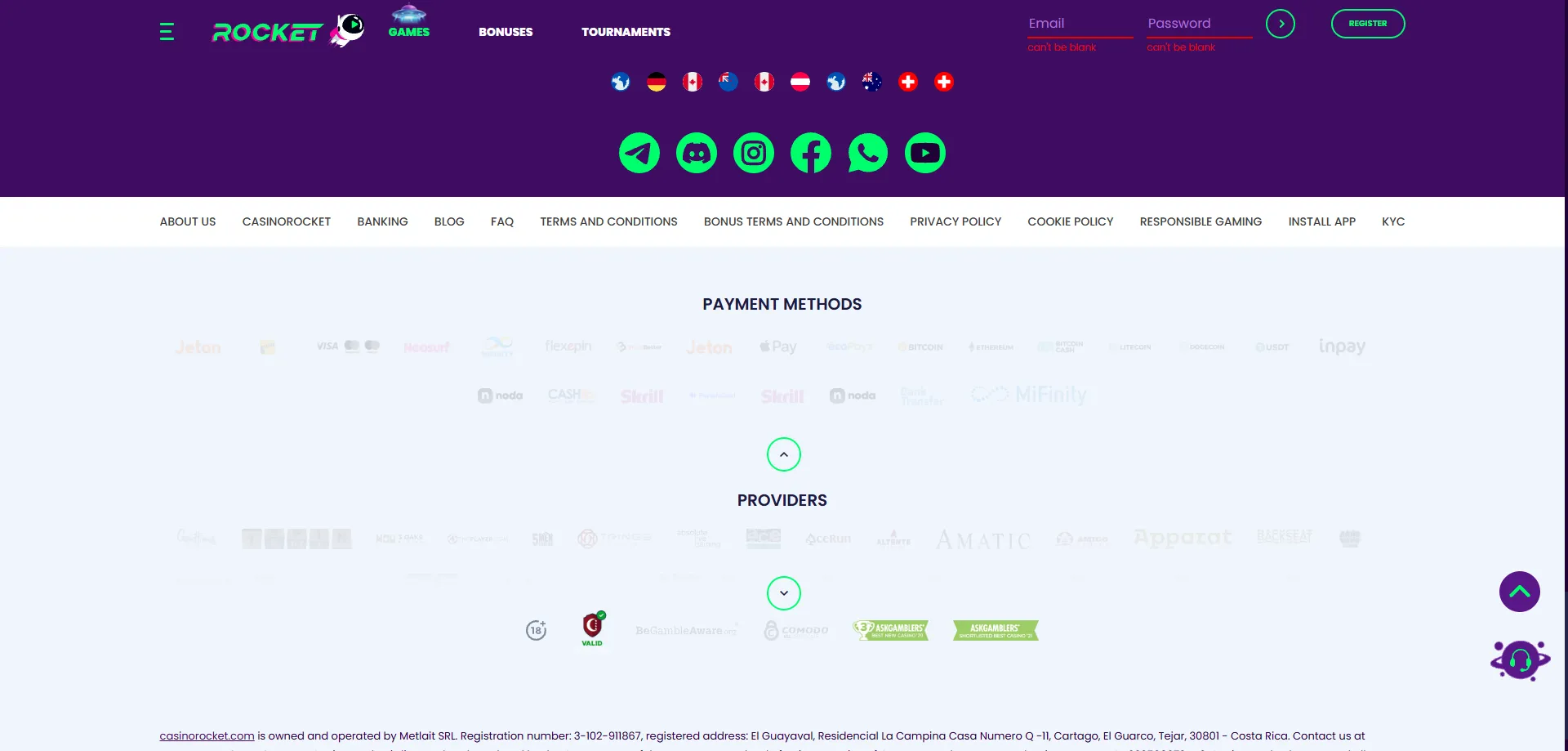 Casino Rocket payment methods — AUD deposits and fast crypto withdrawals