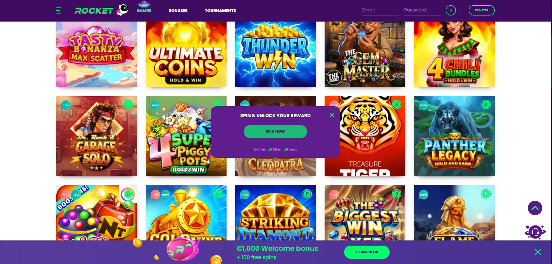 Casino Rocket no deposit bonus — 100 free spins on top slot games